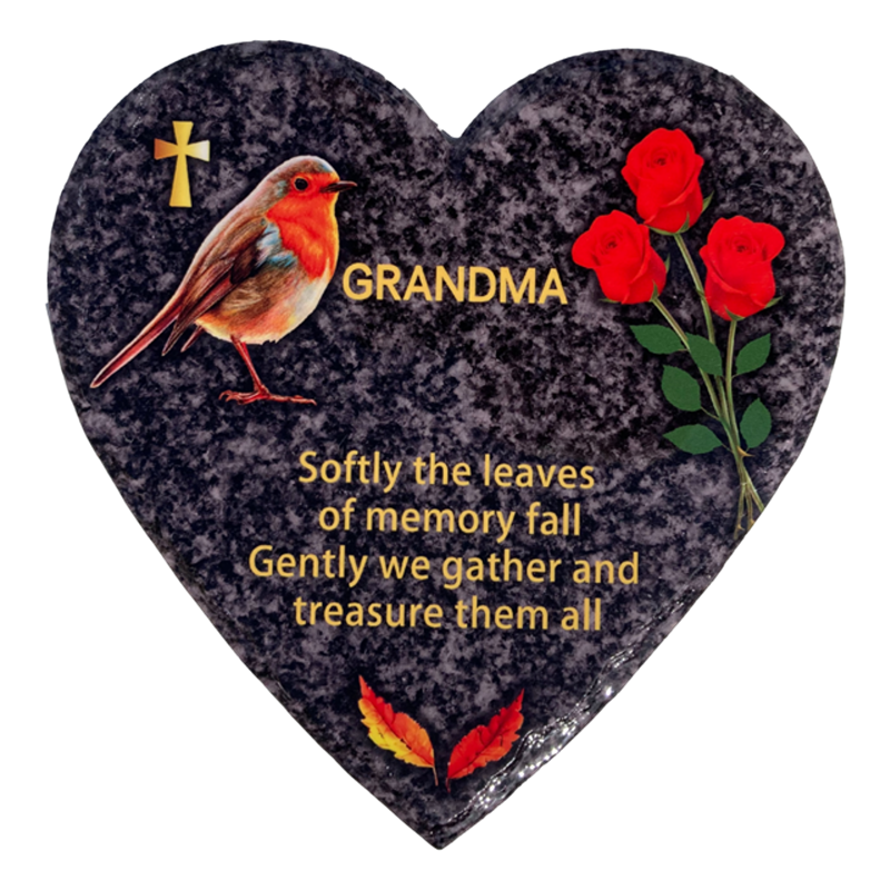 Hooli Mooli - Heart Shape Granite Grave Plaque Grandma