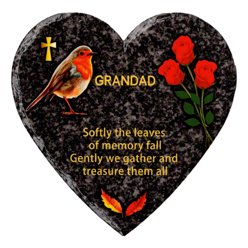 Hooli Mooli - Heart Shape Granite Grave Plaque Grandad