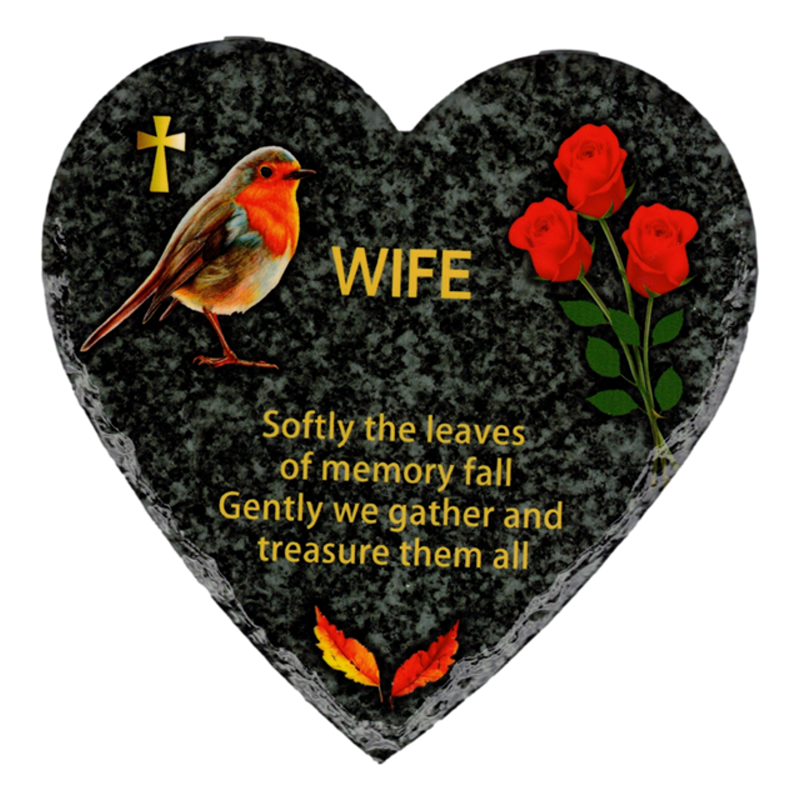 Hooli Mooli - Heart Shape Granite Grave Plaque Wife