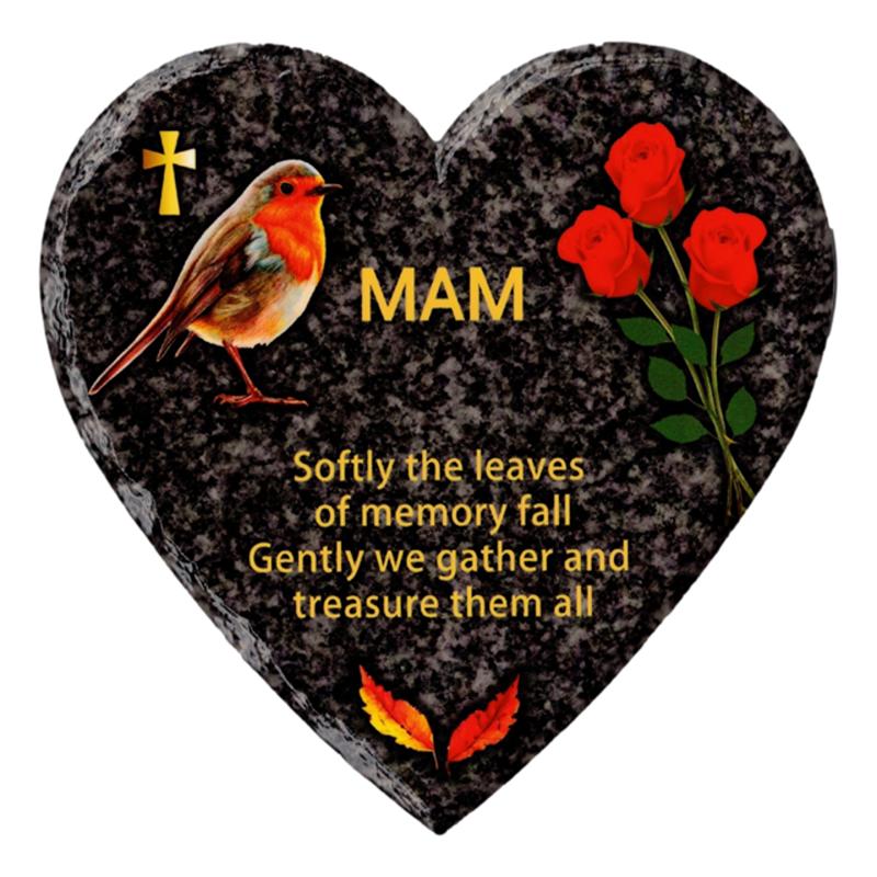 Hooli Mooli - Heart Shape Granite Grave Plaque mam