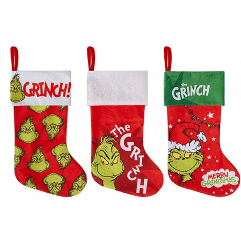 1CT - Grinch Small Fleece Stocking 46cm